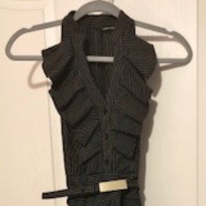 Black/white pinstriped halter dress w/pockets